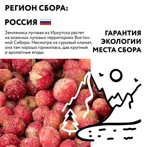 Земляника луговая, замороженная, 250 грамм