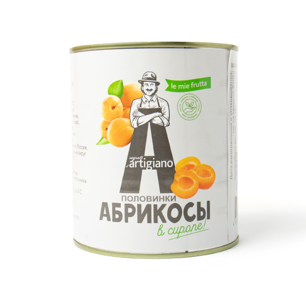 Абрикосы в сиропе половинками "Sergeti d'Artigiano", 820 г