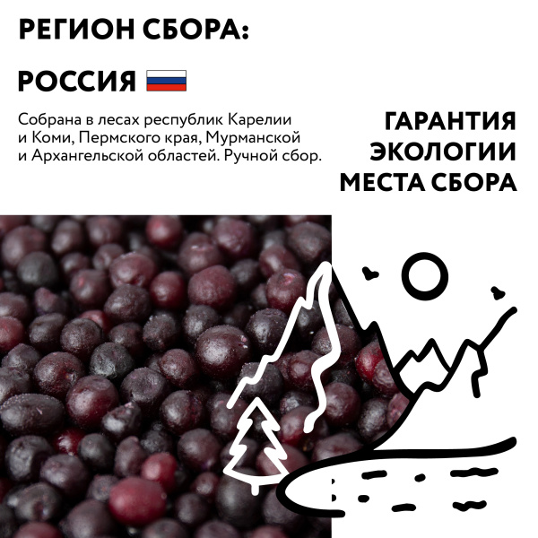 Голубика дикорастущая замороженная 250 г в прозрачной коробочке