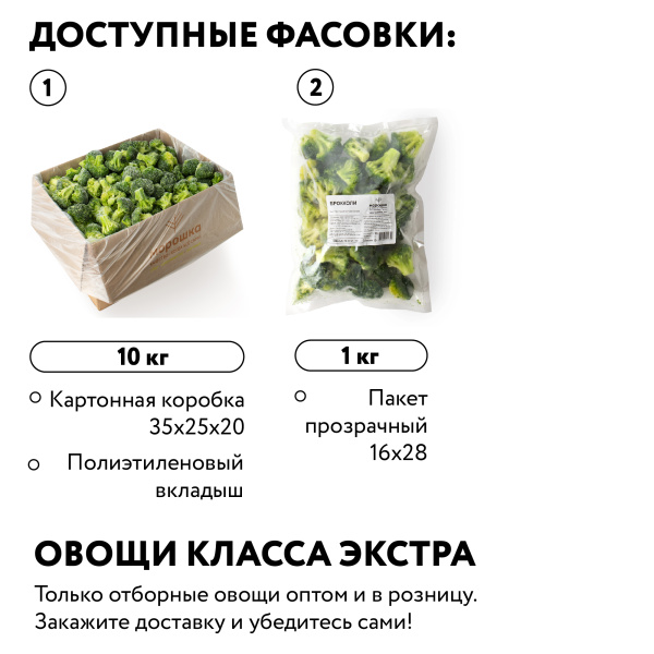 Капуста брокколи 1 кг, п/п пакет