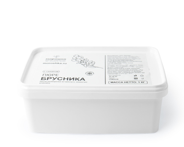 Пюре фруктовое быстрозамороженное "Брусника", с сахаром, 1 кг