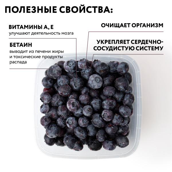 Голубика садовая замороженная 250 г, в прозрачной коробочке