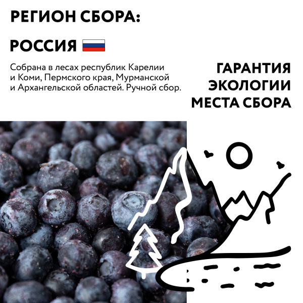 Голубика садовая замороженная 250 г, в прозрачной коробочке