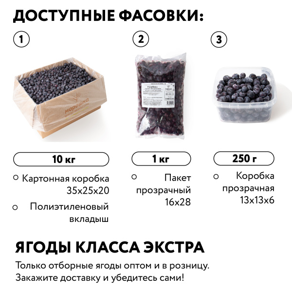 Голубика садовая замороженная 250 г, в прозрачной коробочке