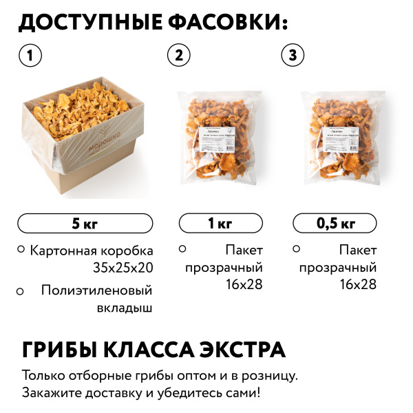 Грибы лисички замороженные, 1 кг