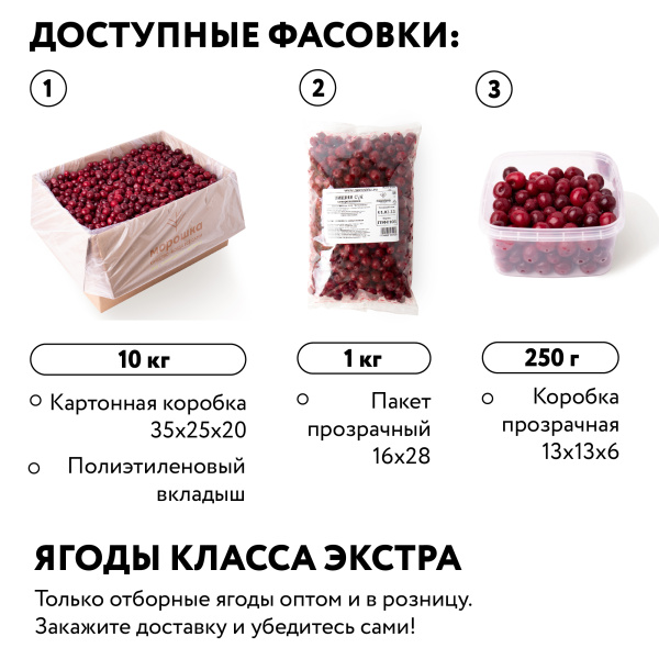Вишня с косточкой замороженная 250 г, в прозрачной коробочке