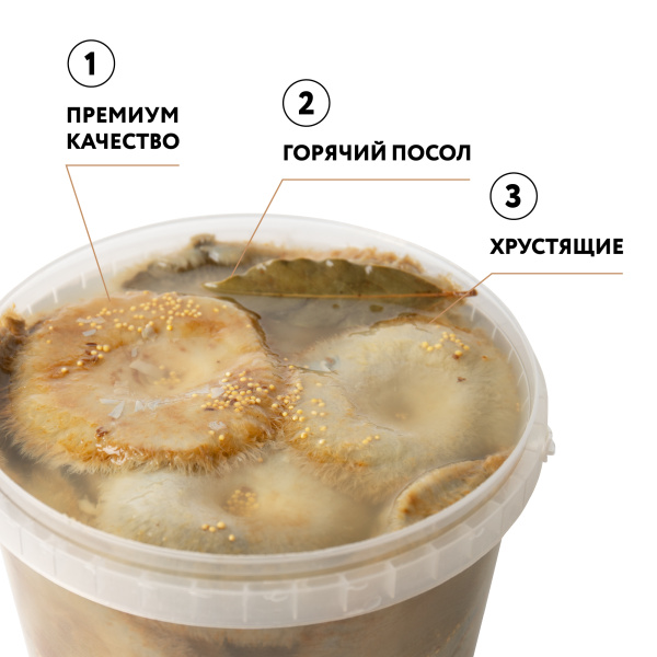 Груздь настоящий БОРОВОЙ соленый, целый, горячий посол, 3,2 л