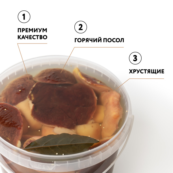 Белый гриб соленый целый 6-9 см, 3,2 л