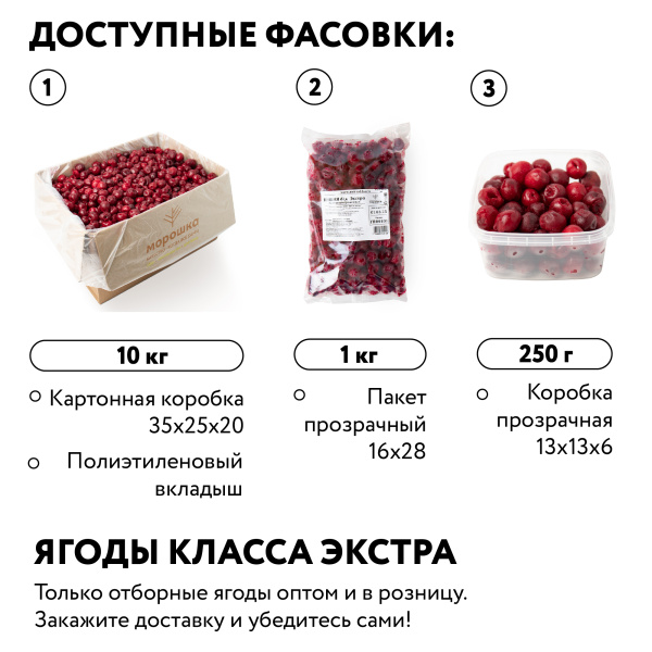 Вишня без косточки замороженная, 250 г в прозрачной коробочке