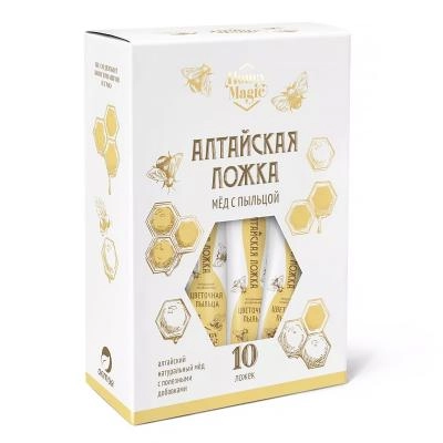 Десерт "Медовая ложка", мёд с цветочной пыльцой, 10 ложек по 5 г