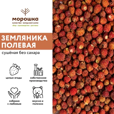 Земляника полевая сушеная (без сахара), 100 гр