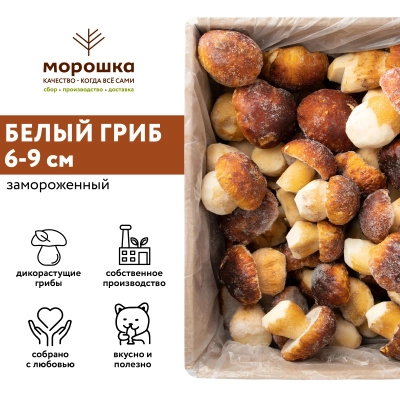 Гриб белый 6-9 см 1 кг. п/п пакет