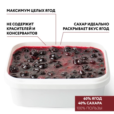 Чёрная смородина с сахаром, замороженная, 250 грамм