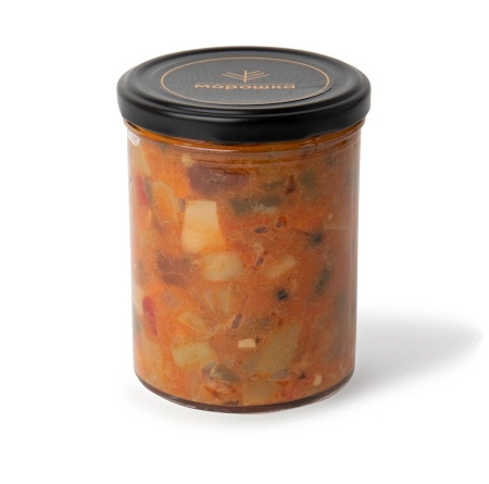 Закуска овощная с лесными грибами. Фасоль с белыми грибами, 0,43 л