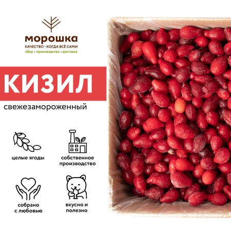 Кизил свежезамороженный 250 гр. в прозрачной коробочке
