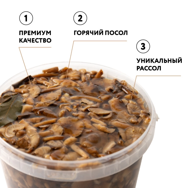 Опята соленые, горячий посол, 3,2 л