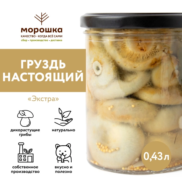 Груздь настоящий соленый, Экстра, 0,43 л