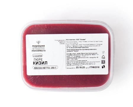 Пюре фруктовое быстрозамороженное "Кизил", с сахаром, 250 г