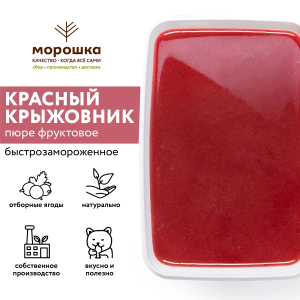 Пюре фруктовое быстрозамороженное "Крыжовник красный", с сахаром, 250 грамм Пюре фруктовое быстрозамороженное "Крыжовник красный", с сахаром, 250 грамм