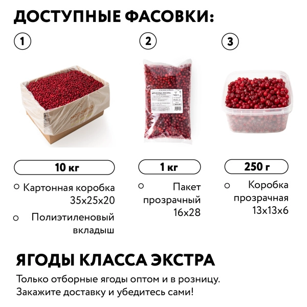 Брусника замороженная 250 гр. в прозрачной коробочке