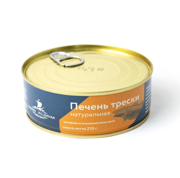 Печень трески натуральная из охлажденного сырья 230 гр жб Норд Пилигрим