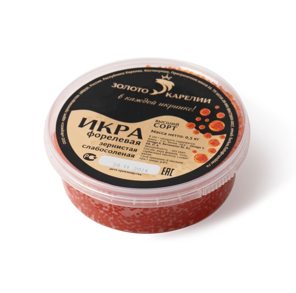 Икра форели слабосоленая "Золото Карелии" 500 г