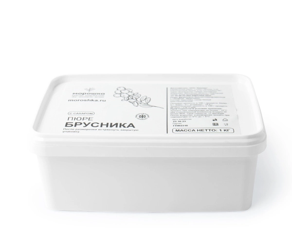 Пюре фруктовое быстрозамороженное "Брусника", с сахаром, 1 кг