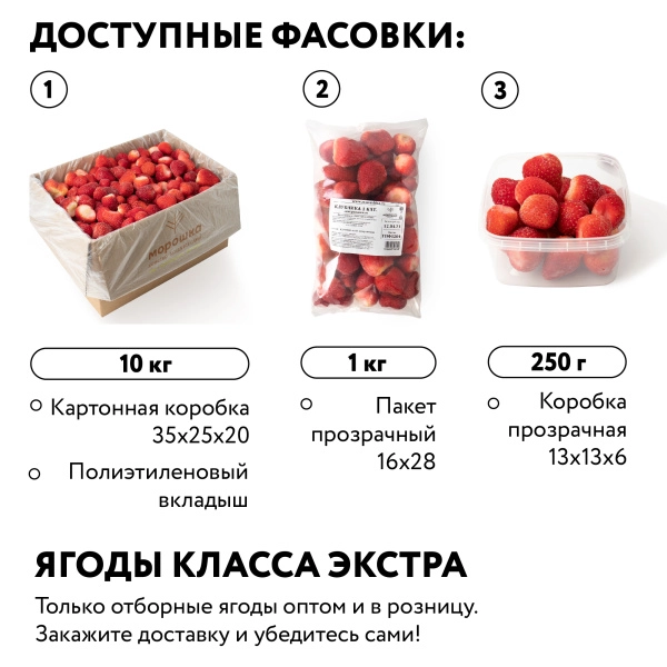 Клубника 1 класс замороженная, 250гр.