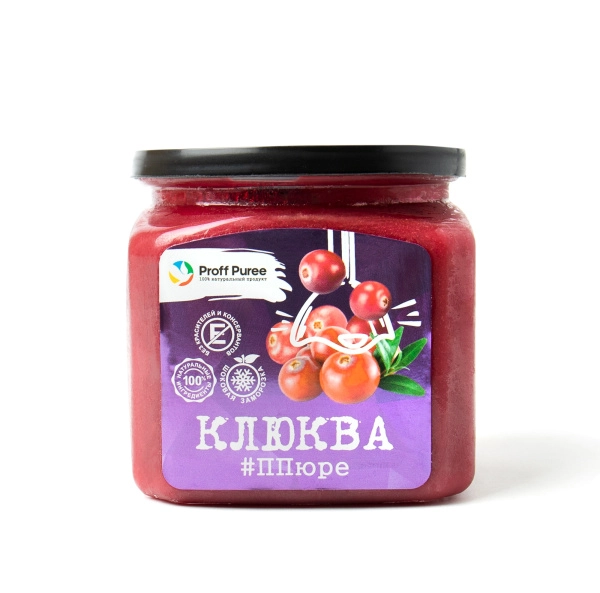 Фруктовое пюре замороженное "Proff Puree", клюква, 500 грамм