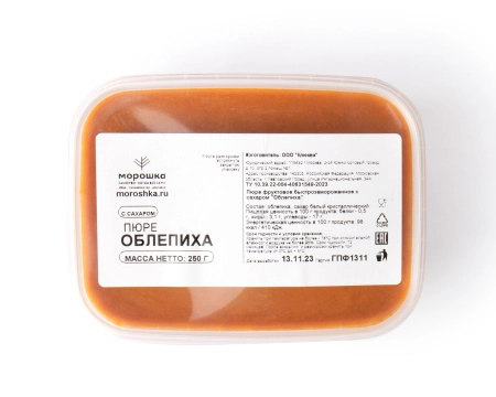 Пюре фруктовое быстрозамороженное "Облепиха", с сахаром, 250 г