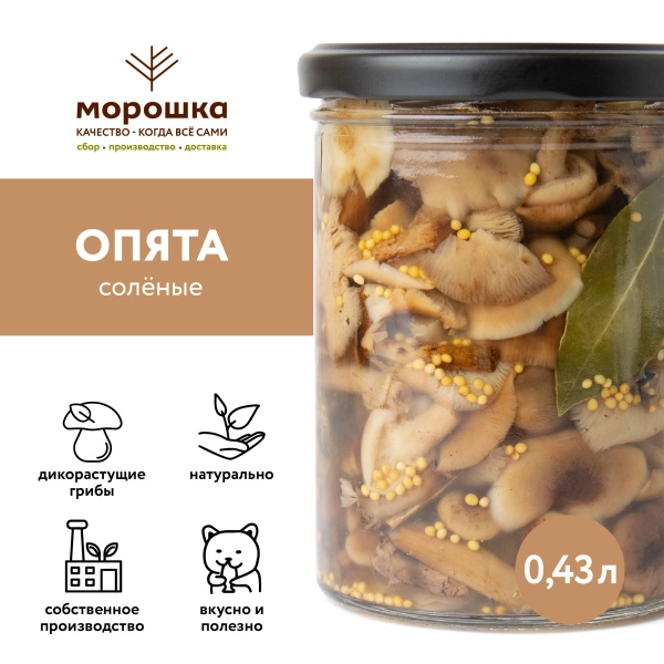 Опята соленые, горячий посол, 0,43 л