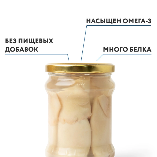 Кальмар натуральный командорский, в собственном соку, 500 гр