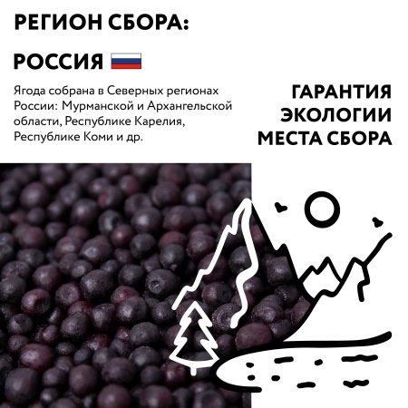 Черника дикорастущая замороженная 250 гр. в прозрачной коробочке