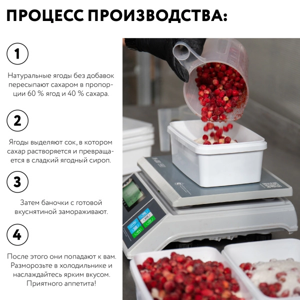 Малина с сахаром, замороженная, 250 грамм