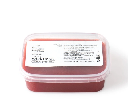 Пюре фруктовое быстрозамороженное "Клубника", с сахаром, 250 г