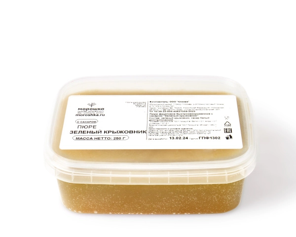 Пюре фруктовое быстрозамороженное "Крыжовник зелёный", с сахаром, 250 грамм