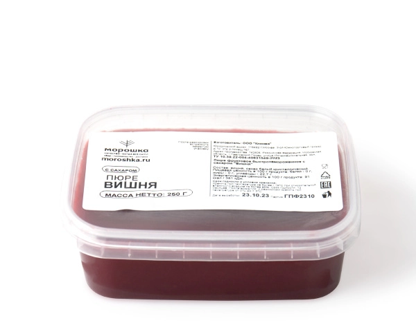 Пюре фруктовое быстрозамороженное "Вишня", с сахаром, 250 г