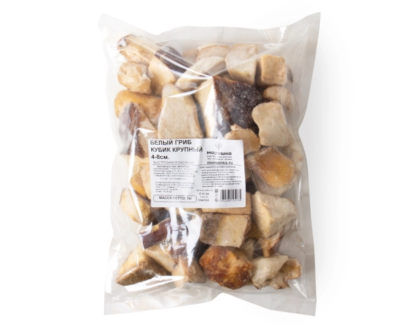 Белый гриб кубик, крупный, 4-8 см, замороженный, 1 кг