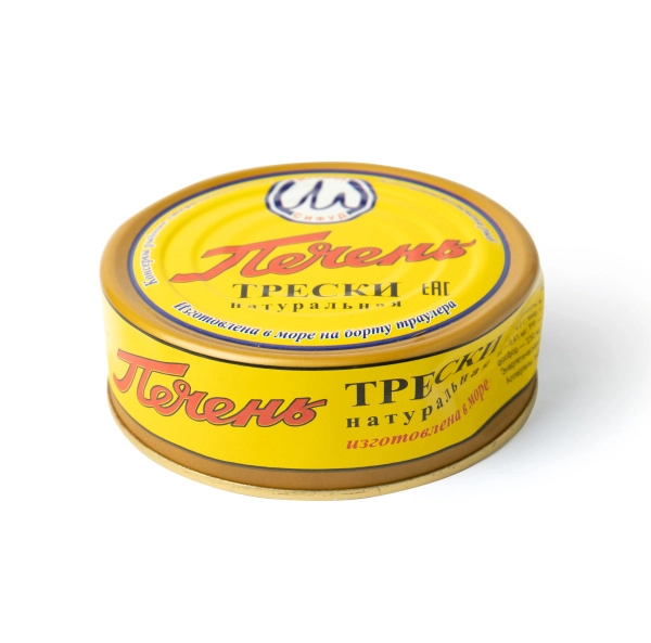 Печень трески натуральная "Мурман Сифуд", 230г (мятая банка)