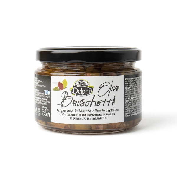 Брускетта из зеленых оливок и оливок Каламата DELPHI, 230 гр