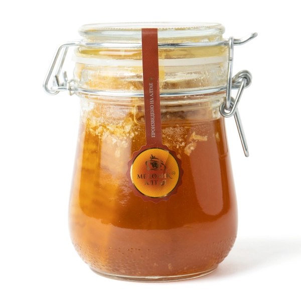 Мёд натуральный Алтайский "Соты в меду", (элитная серия), 600 г