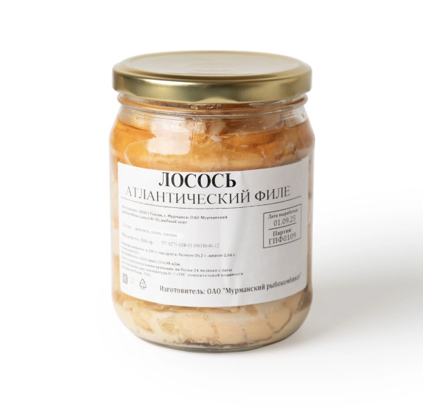Лосось атлантический филе, 500 г (Мурманский рыбокомбинат)