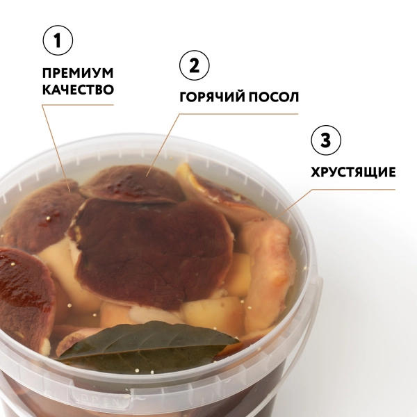 Белый гриб соленый целый 6-9 см, 3,2л