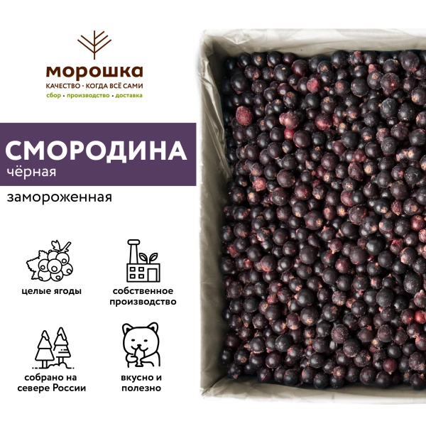 Смородина черная замороженная 250 гр. в прозрачной коробочке