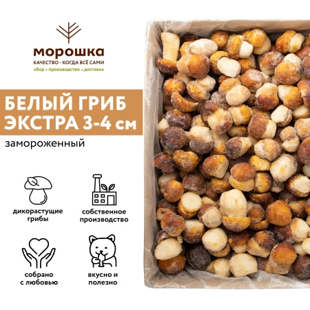 Гриб белый 3-4 см. 5 кг. коробка