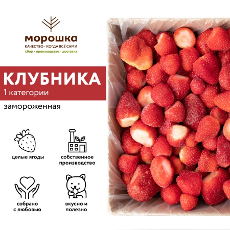 Клубника замороженная 1 класс 10 кг. коробка