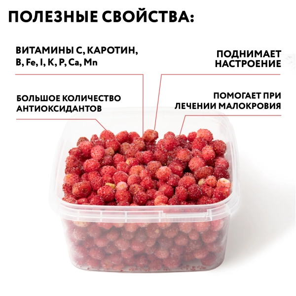 Земляника лесная Экстра, замороженная 250 гр. в прозрачной коробочке Земляника лесная Экстра, замороженная 250 гр. в прозрачной коробочке